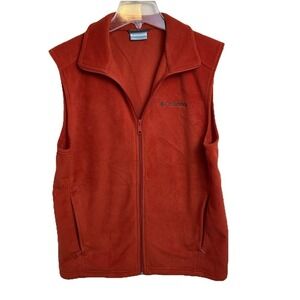 Columbia NWOT Vest Mens Small ORANGE Fleece Full‎ Zip Jacket ATHLETIC COLLEGE